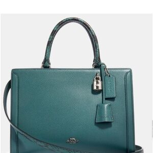 Brand New Coach Leather Zoe Snakeskin Carryall Crossbody Tote Bag